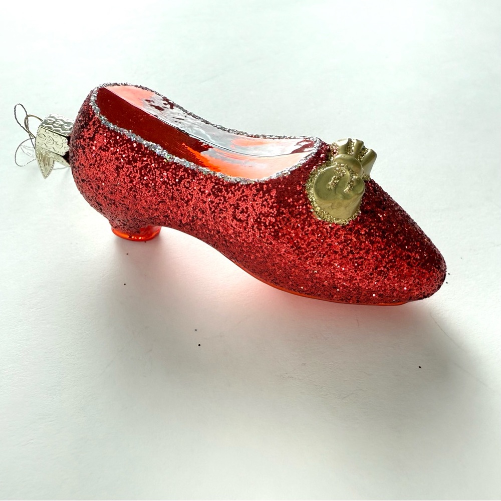 Old World Christmas Dorothy’s Ruby Red Slipper Hand Blown Glass Ornament.